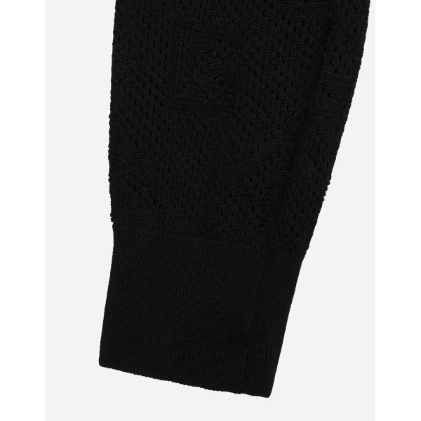 Dolce & Gabbana Cropped mesh-stitch viscose sweater with jacquard DG logo, view 4