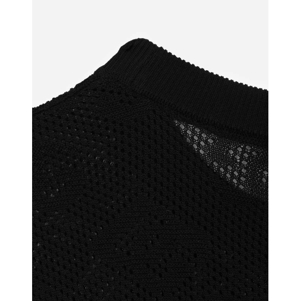 Dolce & Gabbana Cropped mesh-stitch viscose sweater with jacquard DG logo, view 6