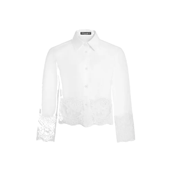 Dolce & Gabbana Cropped poplin shirt with lace inserts