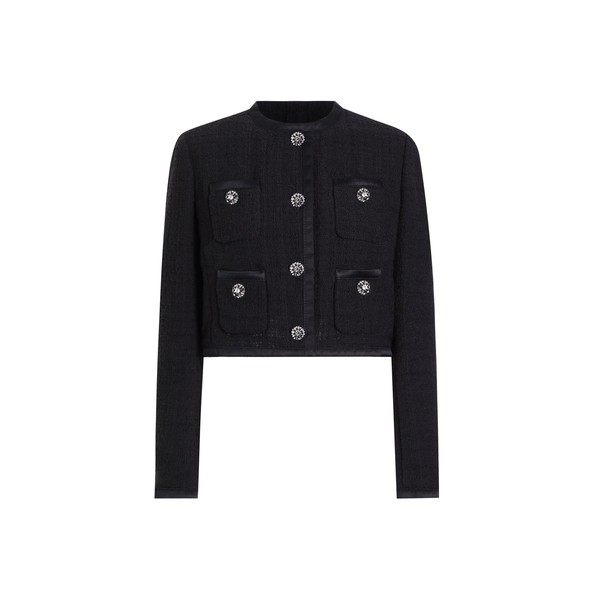 Dolce & Gabbana Cropped single-breasted raschel tweed jacket with bejeweled buttons