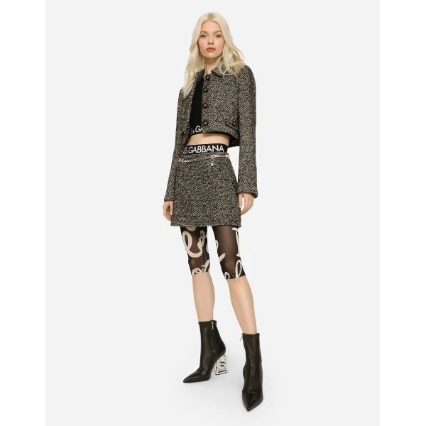 Dolce & Gabbana Cropped speckled tweed jacket, view 2