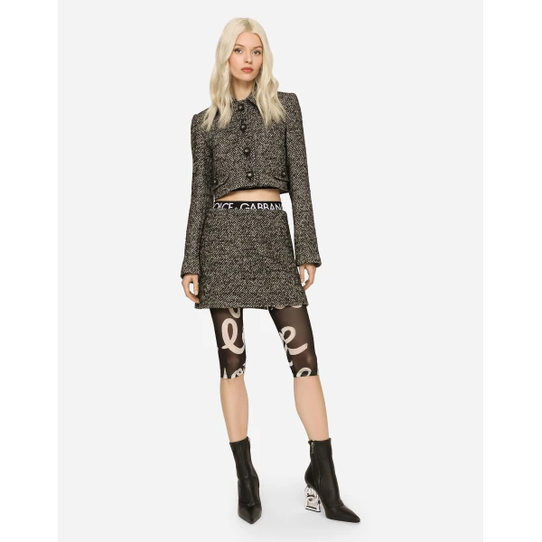 Dolce & Gabbana Cropped speckled tweed jacket, view 4