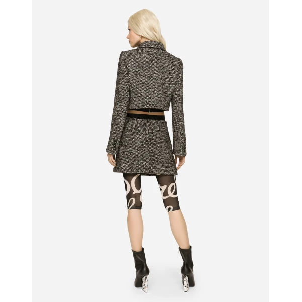 Dolce & Gabbana Cropped speckled tweed jacket, view 5