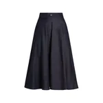 Dolce & Gabbana Denim calf-length circle skirt with DG logo pin