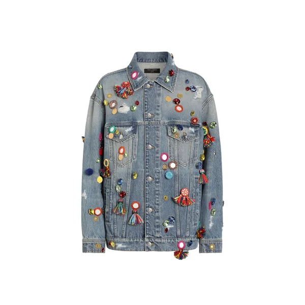 Denim jacket with applications