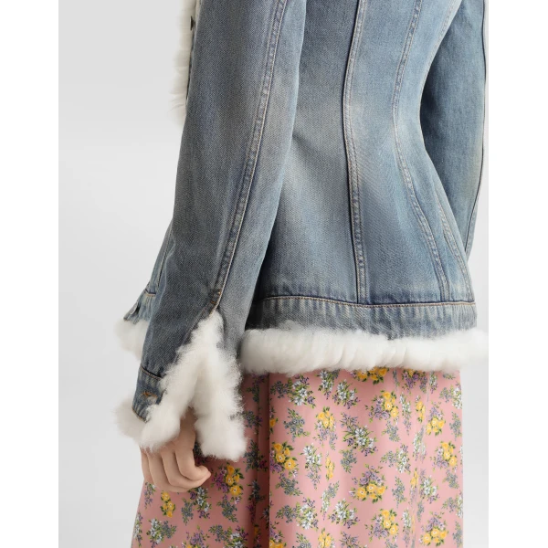 Dolce & Gabbana Denim jacket with fur effect details, view 5