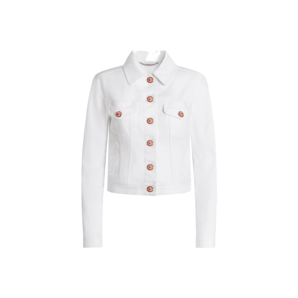 Denim jacket with jewel buttons