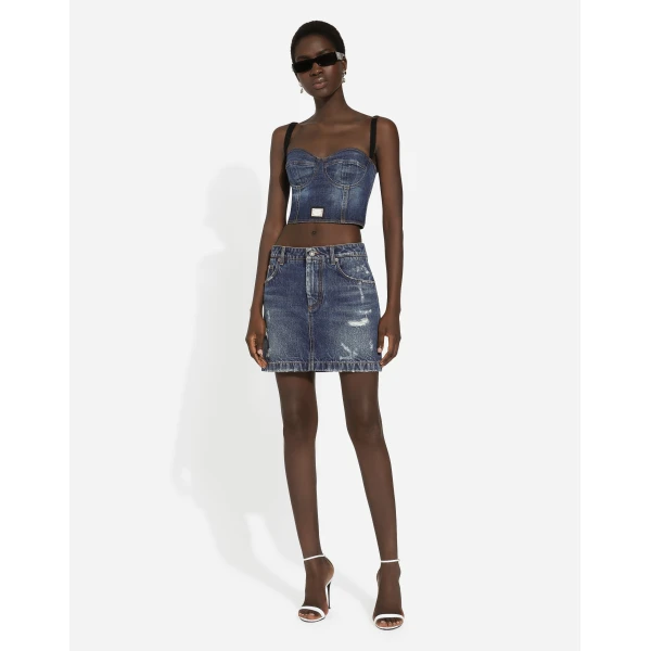 Dolce & Gabbana Denim mini skirt with rips, view 2