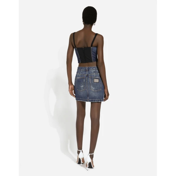 Dolce & Gabbana Denim mini skirt with rips, view 3