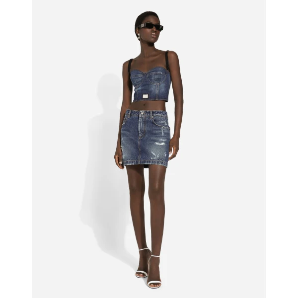 Dolce & Gabbana Denim mini skirt with rips, view 5