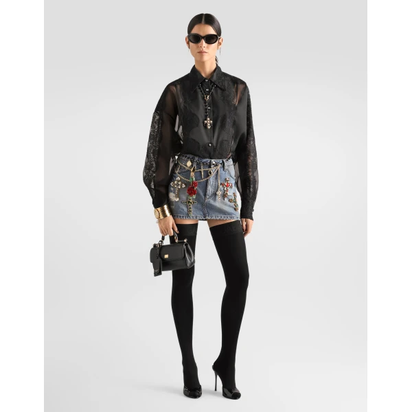 Dolce & Gabbana Denim miniskirt with embroidery Skirt, view 2