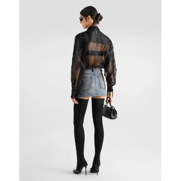 Dolce & Gabbana Denim miniskirt with embroidery Skirt, view 3