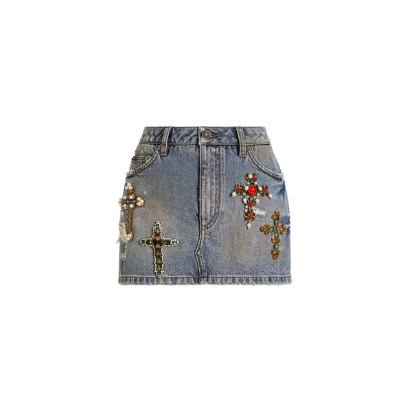 Dolce & Gabbana Denim miniskirt with embroidery Skirt