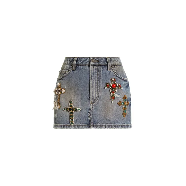 Dolce & Gabbana Denim miniskirt with embroidery Skirt