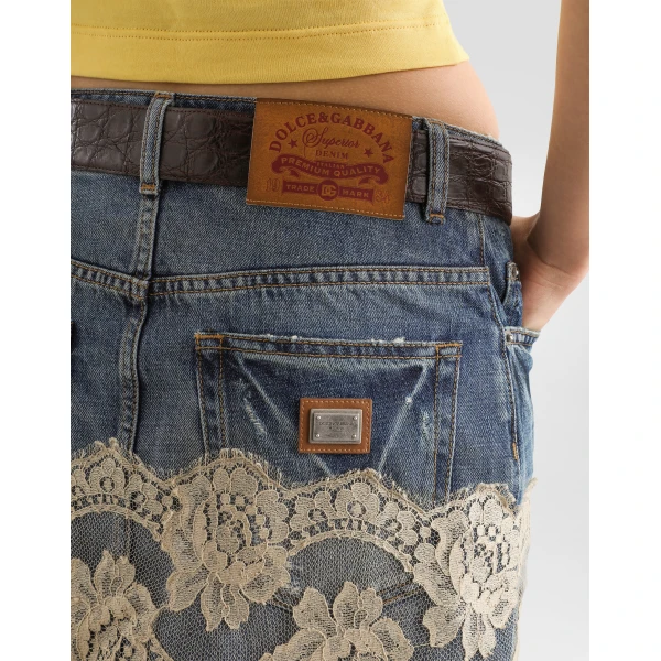 Dolce & Gabbana Denim skirt with lace, view 5