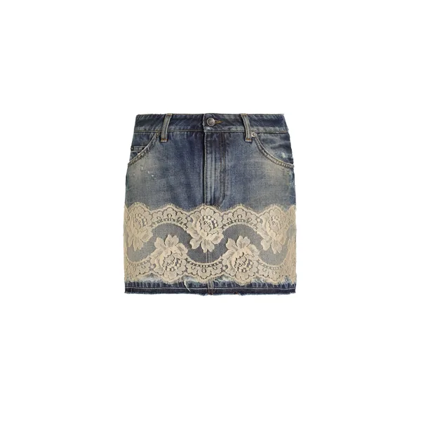 Dolce & Gabbana Denim skirt with lace