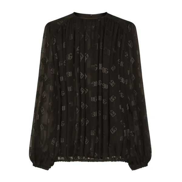 Dolce & Gabbana Devoré satin blouse with all-over DG logo