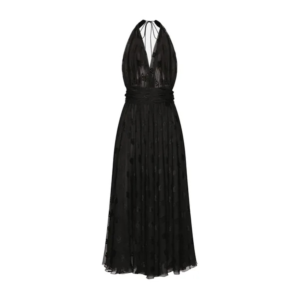 Dolce & Gabbana Dévoré satin calf-length dress with all-over DG logo