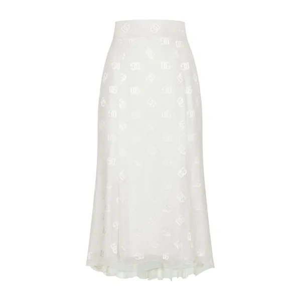 Dolce & Gabbana Dévoré satin godet skirt with DG logo