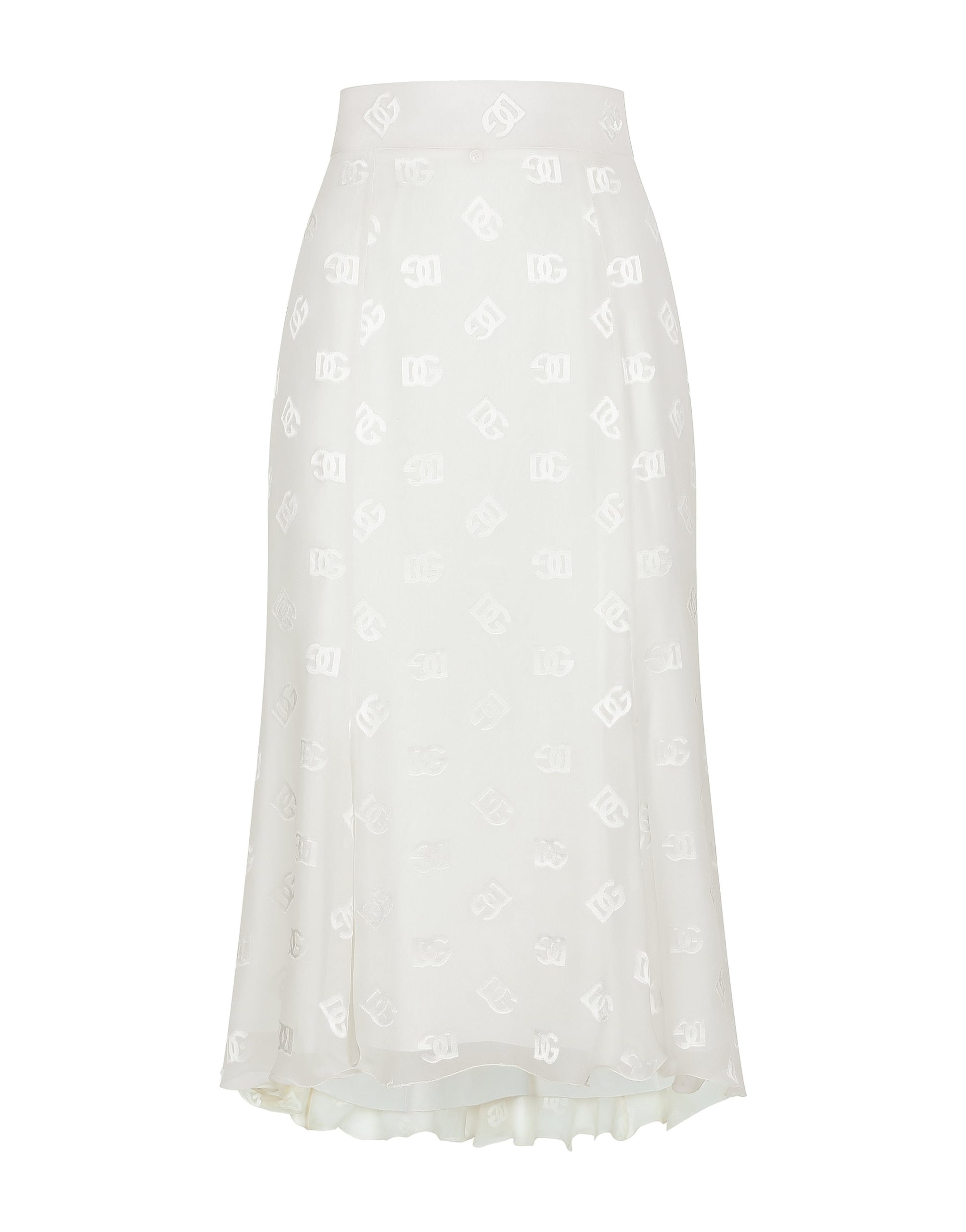 Dolce & Gabbana Dévoré satin godet skirt with DG logo