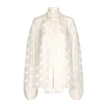 Dolce & Gabbana Devoré satin pussy-bow shirt with all-over DG logo