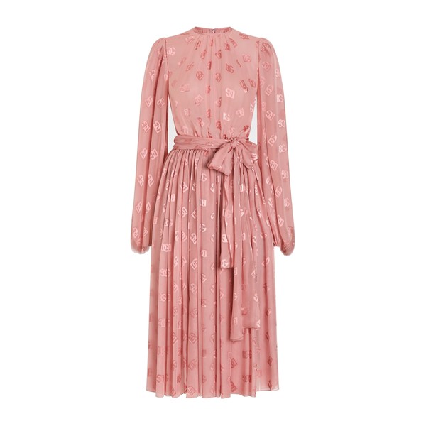 Dolce & Gabbana Dévoré silk jacquard calf-length dress with DG logo