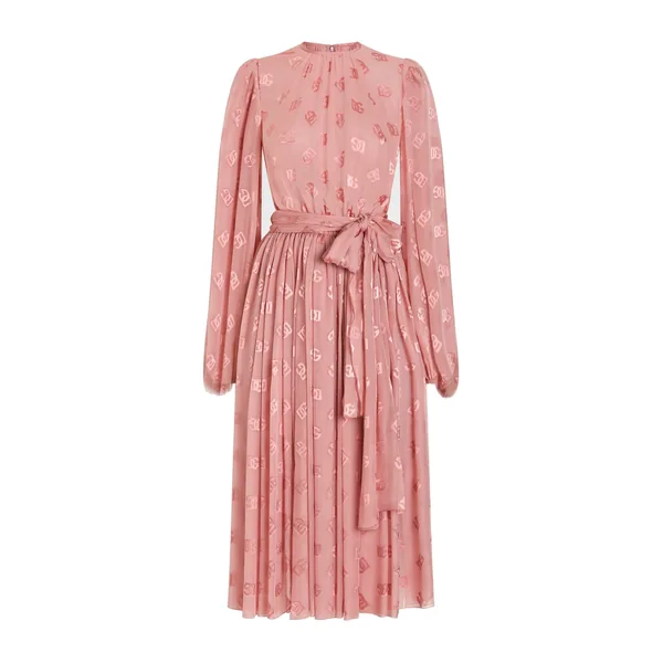 Dolce & Gabbana Dévoré silk jacquard calf-length dress with DG logo