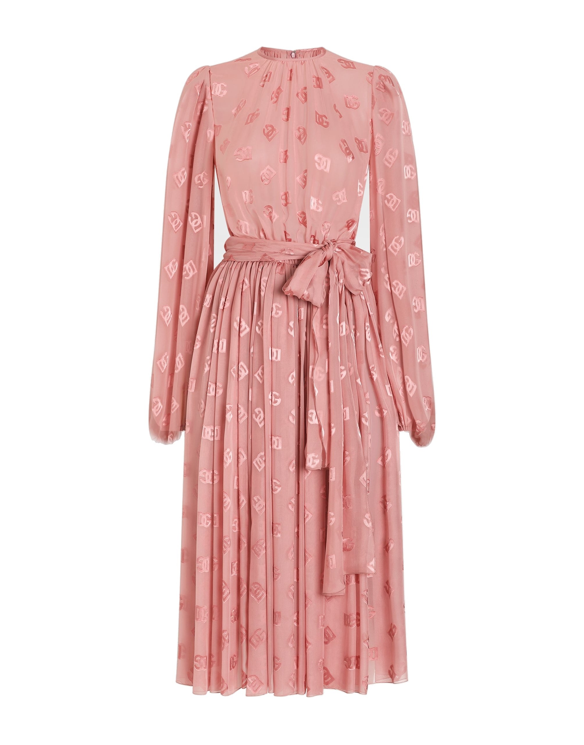 Dolce & Gabbana Dévoré silk jacquard calf-length dress with DG logo