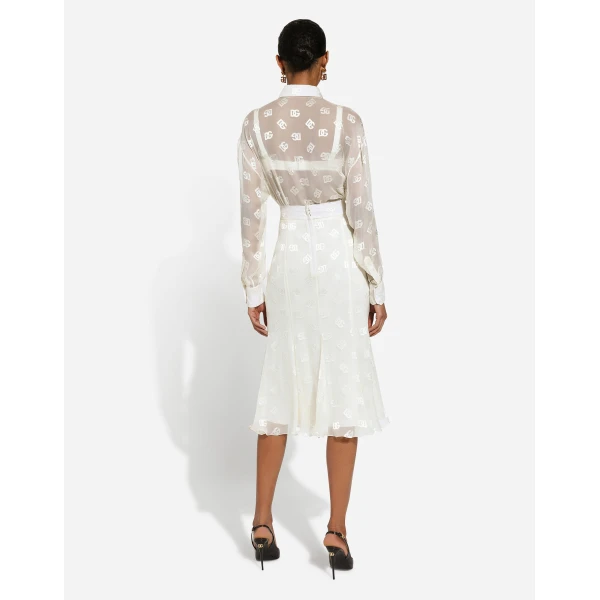 Dolce & Gabbana Dévoré silk shirt with DG logo, view 3