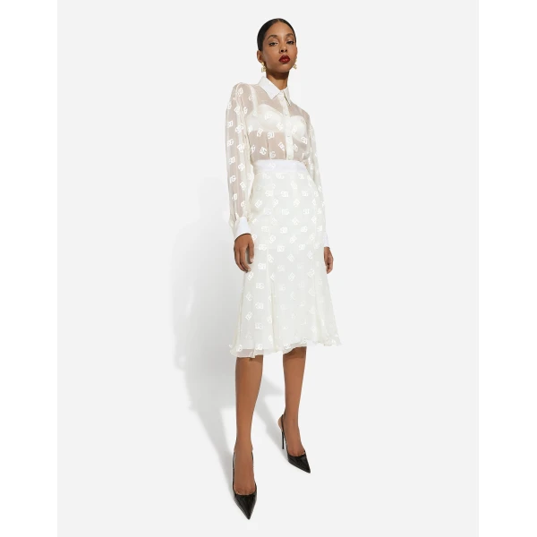 Dolce & Gabbana Dévoré silk shirt with DG logo, view 5