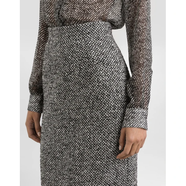 Dolce & Gabbana Dotted wool blend sheath skirt, view 4