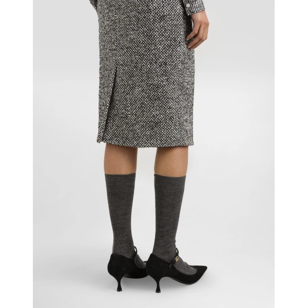 Dolce & Gabbana Dotted wool blend sheath skirt, view 5