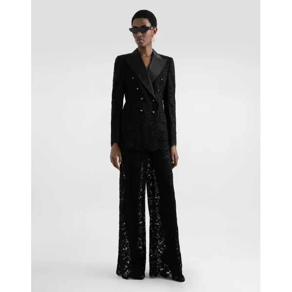 Dolce & Gabbana Double-breasted branded floral cordonetto lace Turlington-fit jacket, view 2