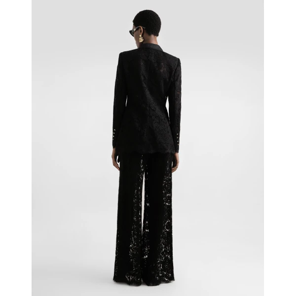 Dolce & Gabbana Double-breasted branded floral cordonetto lace Turlington-fit jacket, view 3
