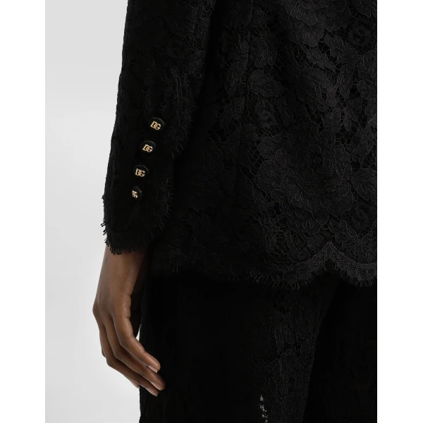 Dolce & Gabbana Double-breasted branded floral cordonetto lace Turlington-fit jacket, view 5