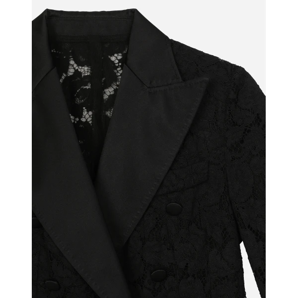 Dolce & Gabbana Double-breasted branded floral cordonetto lace Turlington-fit jacket, view 6