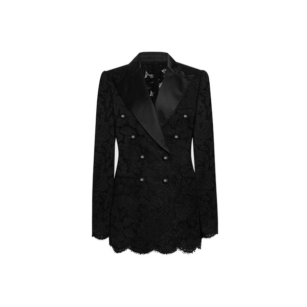 Dolce & Gabbana Double-breasted branded floral cordonetto lace Turlington-fit jacket