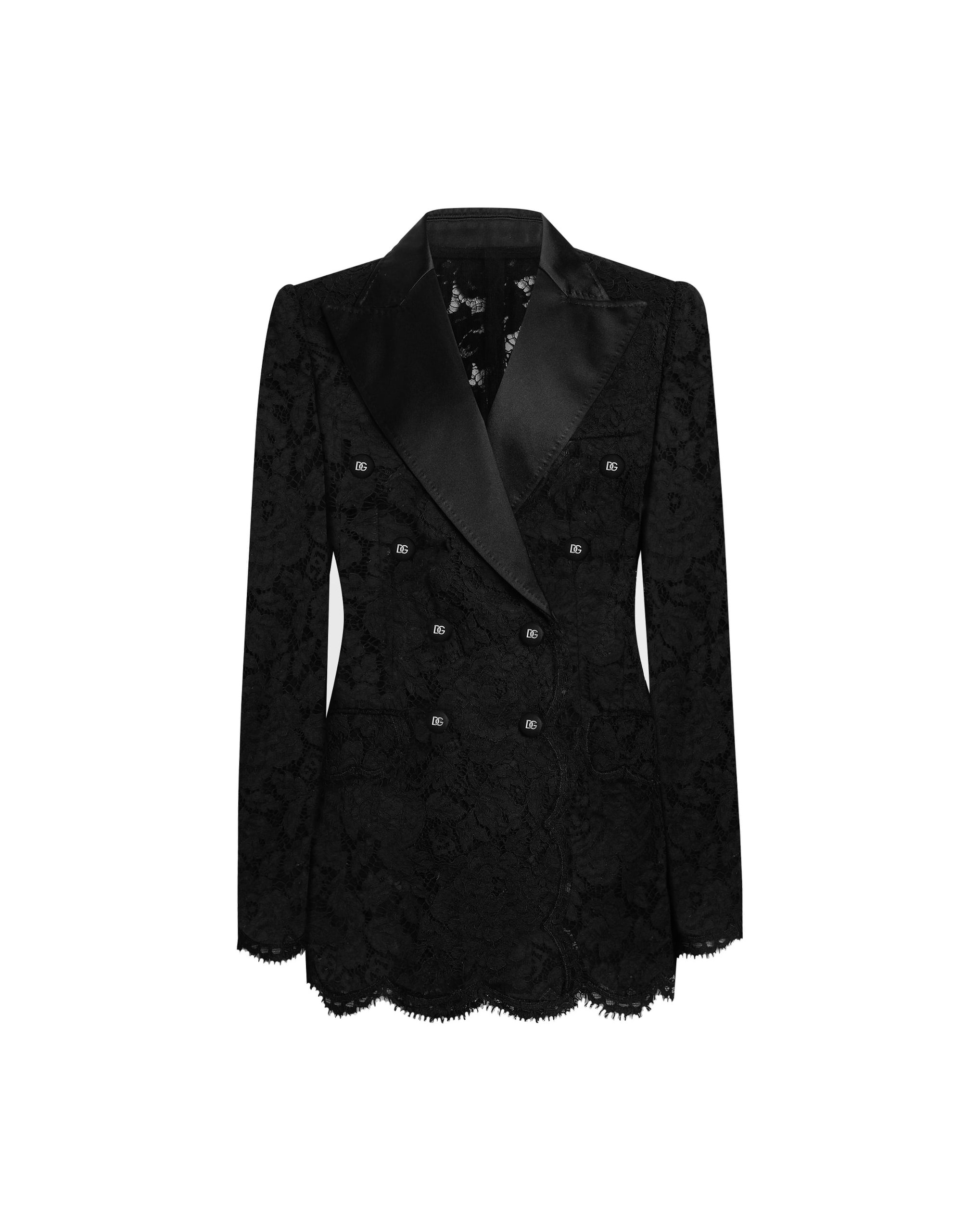 Dolce & Gabbana Double-breasted branded floral cordonetto lace Turlington-fit jacket