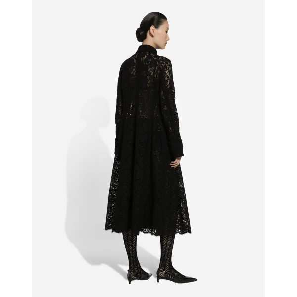 Dolce & Gabbana Double-breasted cordonetto lace and wool crêpe coat, view 3