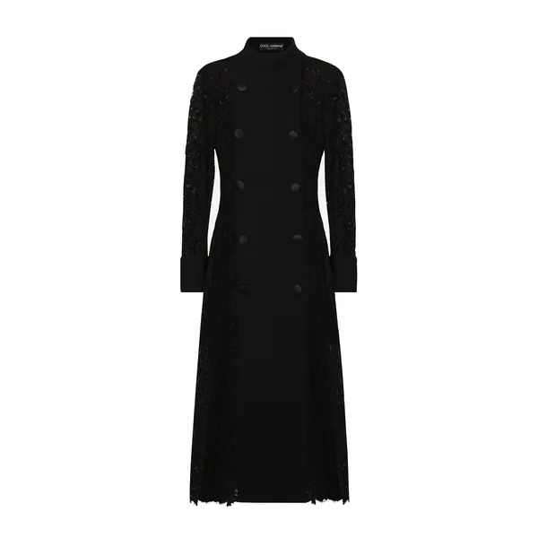 Dolce & Gabbana Double-breasted cordonetto lace and wool crêpe coat