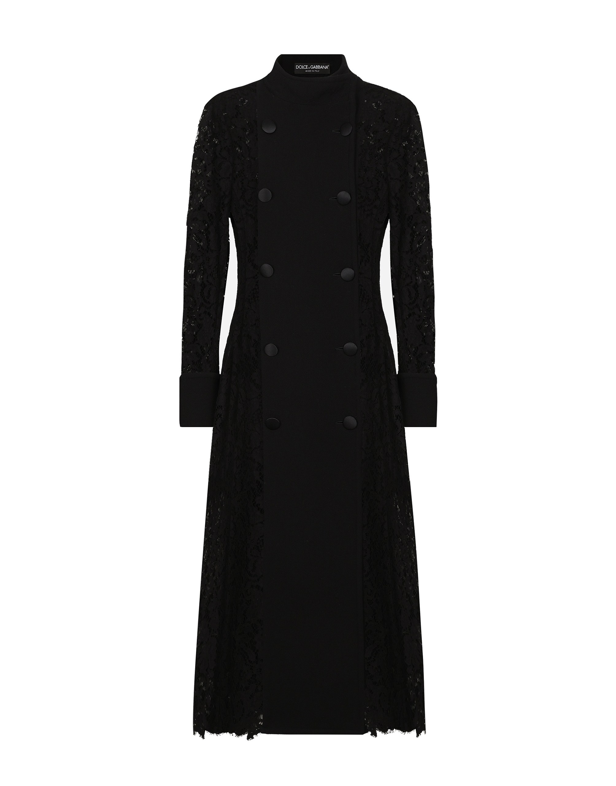 Dolce & Gabbana Double-breasted cordonetto lace and wool crêpe coat