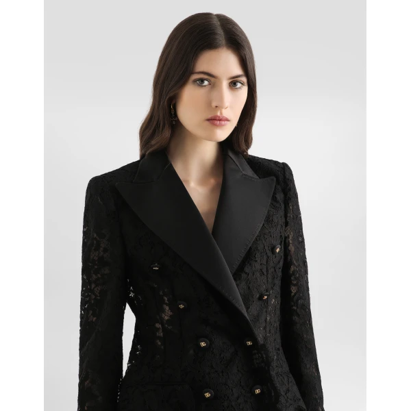 Dolce & Gabbana Double-breasted jacket in cordonetto lace, view 4