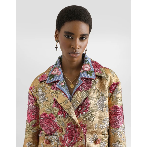 Dolce & Gabbana Double-breasted jacket in floral jacquard, view 4