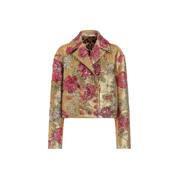 Double-breasted jacket in floral jacquard