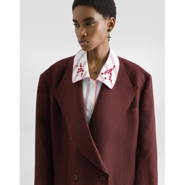 Dolce & Gabbana Double-breasted jacket in sartorial linen canvas, view 4
