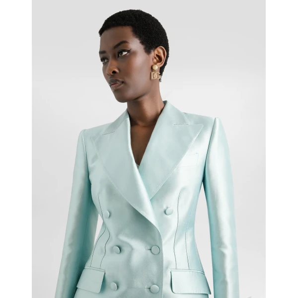 Dolce & Gabbana Double-breasted jacket in shantung silk, view 4