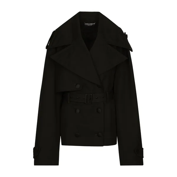 Double-breasted jacket with cotton belt