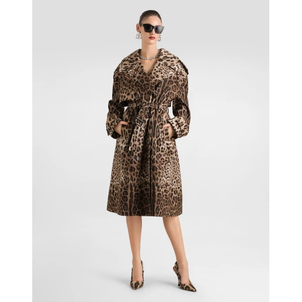 Dolce & Gabbana Double-breasted leo-print cotton drill coat, view 2