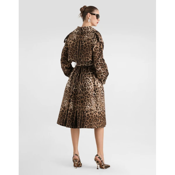 Dolce & Gabbana Double-breasted leo-print cotton drill coat, view 3