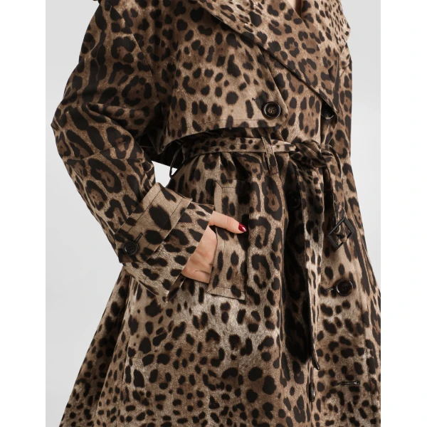 Dolce & Gabbana Double-breasted leo-print cotton drill coat, view 4